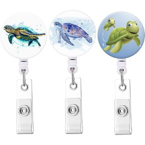 Badge Reel Retractable Badge Holder, Nurse Badge Reels with Alligator Clip, Name Decorative Badge Clip on ID Card Holders (3pack Cactus)