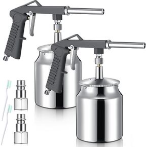 2 Pcs Air Undercoating Spray Gun with 750ml Suction Feed Cup and Cleaning Brush, Apply Sprayable Truck Bed Liner Coating, Aluminum Pneumatic Automotive Application Sprayer for Rust Proofing