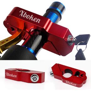 Xboken Motorcycle Lock,Heavy Duty Anti Theft Grip-Lock,Adjustable Security Locks for Throttle & Brake Handlebar,Locks Front Brake & Clutch on Motorcycles Mopeds Motorbikes Scooters ATVs Dirt Bike Red