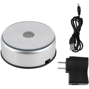 LED Colorful Lighted Display Base LED Colorful Light Unique Rotating Crystal Display Base Stand Holder with AC US Adapter Silver