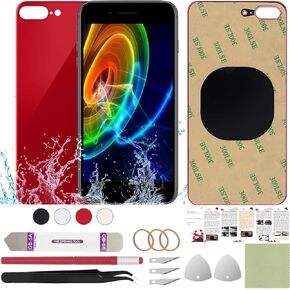 Back Glass Cover Replacement Compatible with iPhone 8 Plus 5.5" + Professional Tools (Gold)