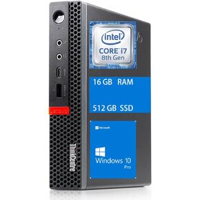Lenovo ThinkCentre M920Q Tiny Desktop Computer, Intel Core i7-8700T 2.4GHz up to 4.0GHz, 16GB DDR4 RAM, 512GB SSD, Keyboard and Mouse, HDMI, DP, Wi-Fi, Windows 10 Pro (Renewed)