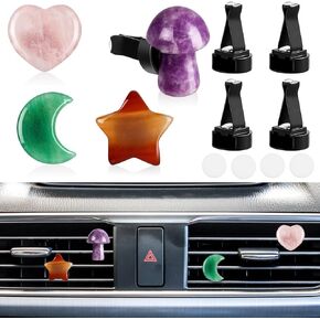 Healing Crystal Car Vent Clips Car Accessories Car Vent Clips for Women Quartz Crystals Car Air Fresheners Vent Clips (Cute Style)