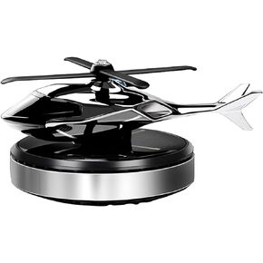 Car Air Freshener, Helicopter Solar Energy Rotating Aromatherapy Aviation Al Alloy Diffuser, Interior Decoration Accessories Diffuser for Car and Home (Silver)