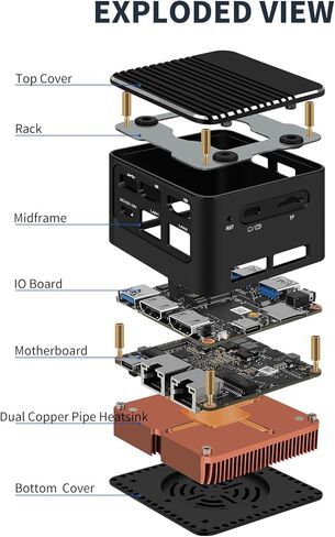 MR-M1 كمبيوتر صغير N100 DDR5 4C/4T، 16 جيجابايت LPDDR5 512 جيجابايت NVMe SSD، كمبيوتر صغير للجيب 4K شاشة مزدوجة Win11، 4 LAN 2.5 جيجا بايت، كمبيوتر مكتبي صغير منخفض الطاقة، HTPC in Kuwait