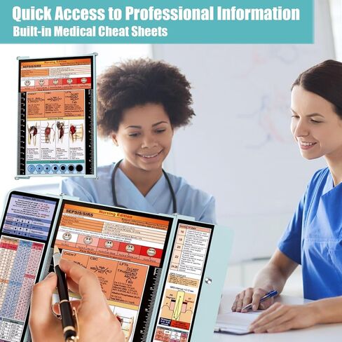 حافظة للتمريض قابلة للطي، حافظة للممرضات 3 طبقات من الألومنيوم مع أوراق غش للطبعة الطبية للتمريض، حافظة للتمريض قابلة للطي مع مشبك منخفض المستوى، حافظة جيب للطلاب/الممرضات/الأطباء، أرجواني in Kuwait