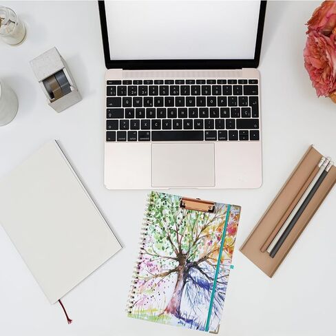 Spiral Clipboard Folio with Refillable Lined Notepad for Letter Size (8.5" x 11"), 5 Dividers with Storage 10 Pockets, 10.2" x 13" Cute Clipboard with Fillable Tabs, Elastic Closure, Pen Loop in Saudi Arabia