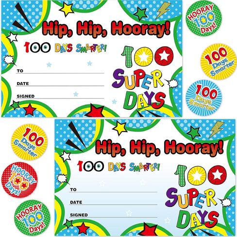 100th Day of School Certificate of Award 30Pcs with Stickers for School Kindergarten Party in Saudi Arabia