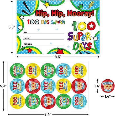 100th Day of School Certificate of Award 30Pcs with Stickers for School Kindergarten Party in Saudi Arabia