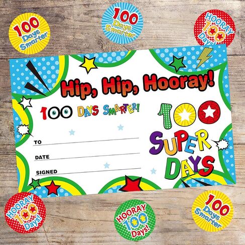 100th Day of School Certificate of Award 30Pcs with Stickers for School Kindergarten Party in Saudi Arabia
