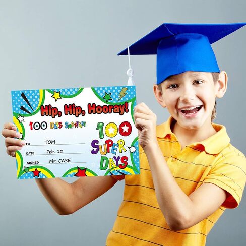 100th Day of School Certificate of Award 30Pcs with Stickers for School Kindergarten Party in Saudi Arabia