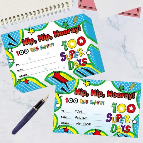 100th Day of School Certificate of Award 30Pcs with Stickers for School Kindergarten Party in Saudi Arabia