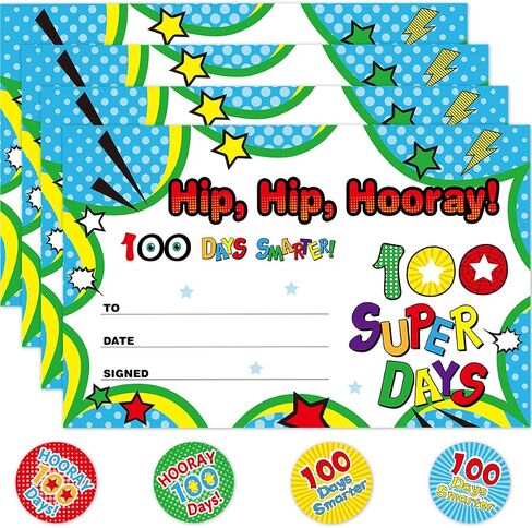100th Day of School Certificate of Award 30Pcs with Stickers for School Kindergarten Party in Saudi Arabia