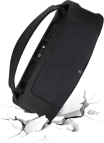 غطاء حافظة من السيليكون لجهاز JBL Charge 5 Wi-Fi/Charge 5 مكبر صوت بلوتوث محمول واقٍ من الجلد أثناء السفر مع ملحقات سماعات لاسلكية بحزام الكتف (أسود) in Kuwait