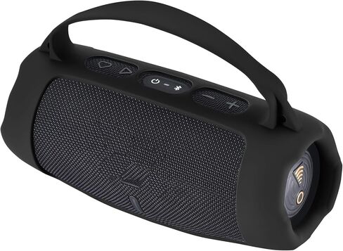 غطاء حافظة من السيليكون لجهاز JBL Charge 5 Wi-Fi/Charge 5 مكبر صوت بلوتوث محمول واقٍ من الجلد أثناء السفر مع ملحقات سماعات لاسلكية بحزام الكتف (أسود) in Kuwait