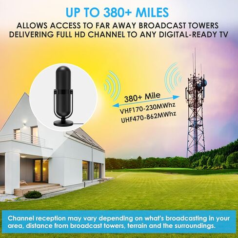 2023 Updated TV Antenna,Digital Indoor HDTV Antenna,360° Strong Magnetic Base,350 Miles Amplifier Signal Long Range Reception,Support 4K 1080p Smart TV14ft Coax Cable and USB Power Adapter in Saudi Arabia