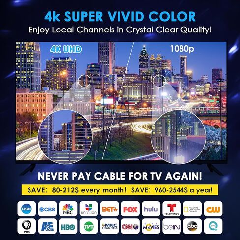 2023 Updated TV Antenna,Digital Indoor HDTV Antenna,360° Strong Magnetic Base,350 Miles Amplifier Signal Long Range Reception,Support 4K 1080p Smart TV14ft Coax Cable and USB Power Adapter in Saudi Arabia