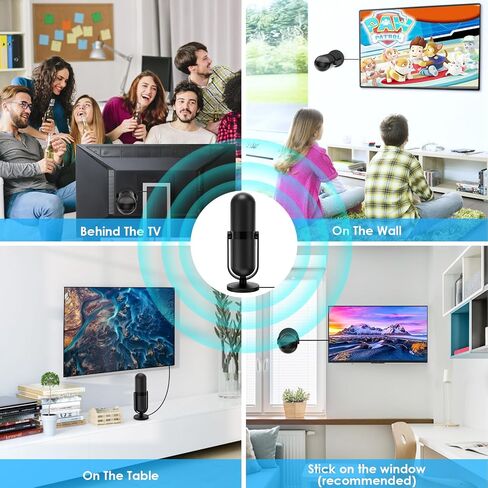 2023 Updated TV Antenna,Digital Indoor HDTV Antenna,360° Strong Magnetic Base,350 Miles Amplifier Signal Long Range Reception,Support 4K 1080p Smart TV14ft Coax Cable and USB Power Adapter in Saudi Arabia