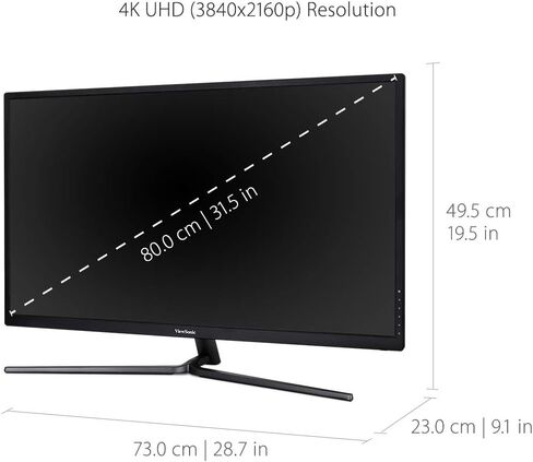 ViewSonic VX3211-4K-MHD 32 Inch 4K UHD Monitor with 99% sRGB Color Coverage HDR10 FreeSync HDMI and DisplayPort, Black in Saudi Arabia
