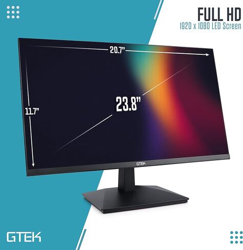 شاشة كمبيوتر 24 بوصة 75 هرتز بدون إطار، شاشة LED FHD 1080 بكسل، شاشة LCD احترافية للأعمال المكتبية، HDMI VGA، معدل التحديث، قابلة للتركيب VESA - F2407V-D03 in Kuwait