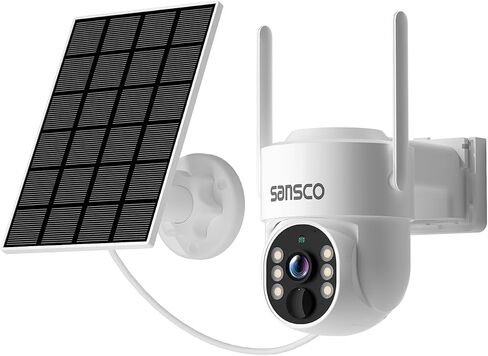 [خالية من الأسلاك الحقيقية] كاميرا أمان SANSCO WiFi تعمل بالبطارية الشمسية، كاميرا تكبير لاسلكية داخلية وخارجية واي فاي مع لوحة شمسية، رؤية ليلية، صوت ثنائي الاتجاه in Saudi Arabia