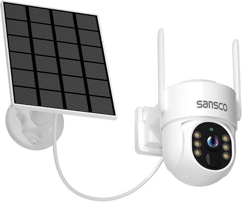 [خالية من الأسلاك الحقيقية] كاميرا أمان SANSCO WiFi تعمل بالبطارية الشمسية، كاميرا تكبير لاسلكية داخلية وخارجية واي فاي مع لوحة شمسية، رؤية ليلية، صوت ثنائي الاتجاه in Saudi Arabia