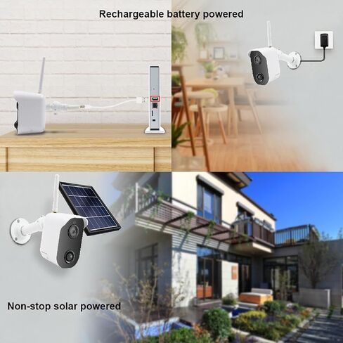 4CH Wireless Solar Security Camera System 1080p, Night Vision, 2-Way Audio, PIR Motion Sensor, Indoor/Outdoor Surveillance with 4 Battery Cameras and Solar Panels, APP Remote Access in Saudi Arabia