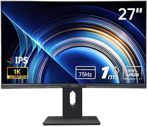 27 Inch Full HD (1920 x 1080) Monitor, 75HZ, Built-in Speakers, Ultra-Slim Bezels, 75 x 75 mm VESA Mountable, Adjustable Tilt, HDMI, VGA, Black in Saudi Arabia