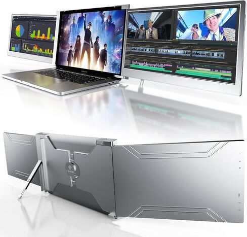 L LIMINK S19 Portable Triple Monitor for 15-17 Inches Laptops | 14" FHD 1080P IPS Dual Screens Extender with Kickstand | 72% NTSC | HDR | Compatible with Mac, Windows | Powered by USB-C & HDMI in Saudi Arabia