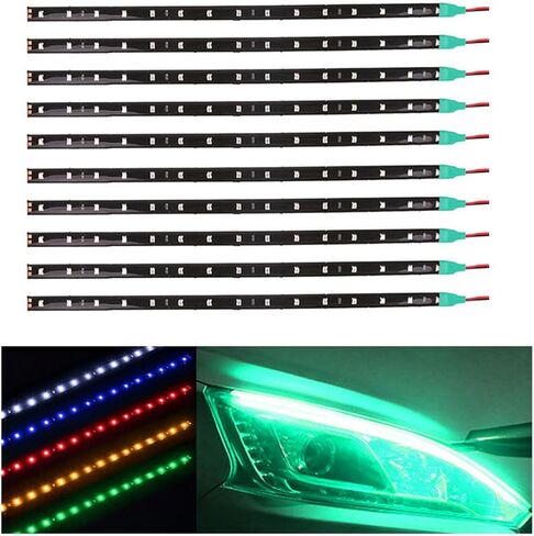شريط إضاءة LED 12 فولت، ضوء ناعم مقاوم للماء فائق السطوع 30 سم، ضوء 3528/1210 15 SMD للديكور الداخلي والخارجي للسيارات، ملحقات إضاءة السيارات العالمية (وردي) in Kuwait
