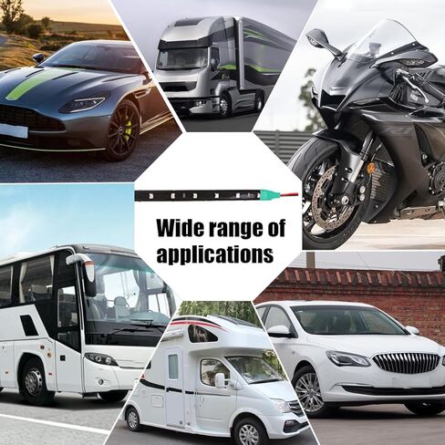 شريط إضاءة LED 12 فولت، ضوء ناعم مقاوم للماء فائق السطوع 30 سم، ضوء 3528/1210 15 SMD للديكور الداخلي والخارجي للسيارات، ملحقات إضاءة السيارات العالمية (وردي) in Kuwait