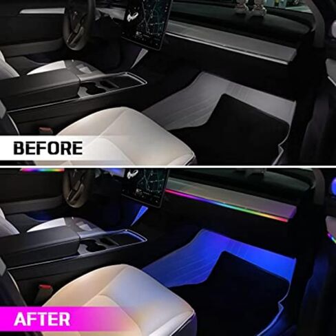 شريط إضاءة LED داخلي للسيارة من الأكريليك للتحكم في التطبيق، لون RGB Symphony 18 في 1 570 LED مجموعات الإضاءة المحيطة بالألياف البصرية، 16 مليون لون وظيفة الصوت النشطة أضواء نيون السيارة (18 في 1) in Kuwait