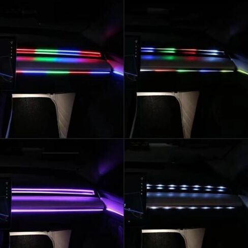 شريط إضاءة LED داخلي للسيارة من الأكريليك للتحكم في التطبيق، لون RGB Symphony 18 في 1 570 LED مجموعات الإضاءة المحيطة بالألياف البصرية، 16 مليون لون وظيفة الصوت النشطة أضواء نيون السيارة (18 في 1) in Kuwait