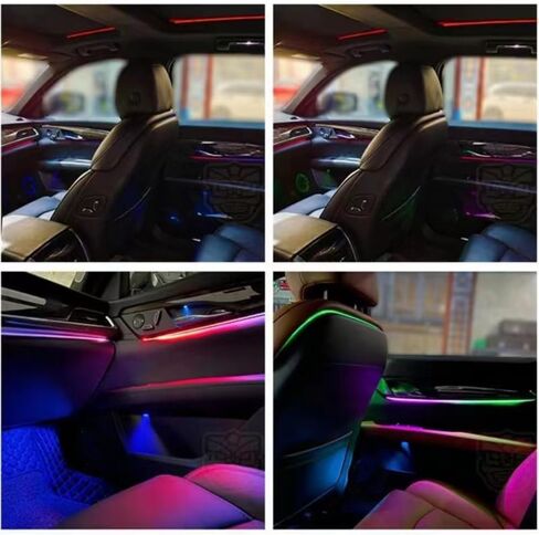 شريط إضاءة LED داخلي للسيارة من الأكريليك للتحكم في التطبيق، لون RGB Symphony 18 في 1 570 LED مجموعات الإضاءة المحيطة بالألياف البصرية، 16 مليون لون وظيفة الصوت النشطة أضواء نيون السيارة (18 في 1) in Kuwait