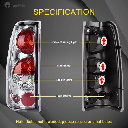 مصابيح خلفية TangMiGe متوافقة مع مصابيح Chevy Silverado 1500 2500 3500 1999-2006، شيفروليه 2007 مع جسم كلاسيكي، GMC Sierra 1500 2500 3500 1999-2002، بدون مصابيح (عدسات سوداء/دخانية) in Kuwait