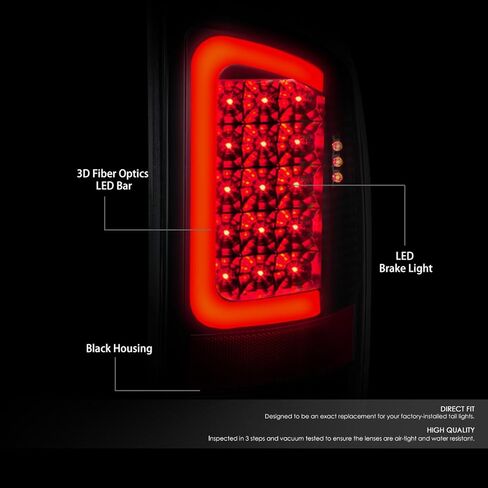 DNA MOTORING TL-DRAM07-LED-RD3D-BK-CL LED 3D Tail Light Assembly Driver & Passenger Side [Compatible with 07-08 Ram 1500 2500 3500] in Kuwait