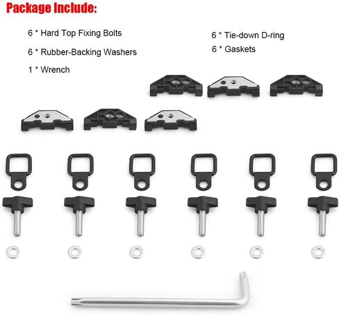 Hard Top Retainer Nut with Clip＆Quick Removal Fastener Thumb Screws Nuts&D Ring Tie Down Anchors for Jeep Wrangler JK 07-18 in Saudi Arabia