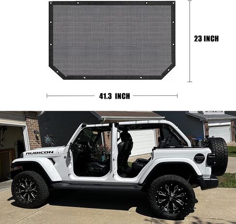 مظلة علوية على السطح توفر حماية من ضوضاء الرياح من الأشعة فوق البنفسجية لـ 2018-2022 Wrangler JL JLU 2 باب 4 أبواب Sahara Rubicon Sport S Mesh غطاء ظل الشمس (جبهة سوداء) in Kuwait