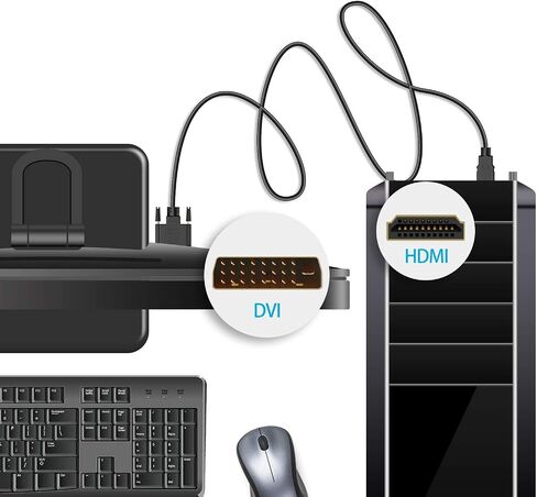 كابل رانكي HDMI إلى DVI، ثنائي الاتجاه عالي السرعة بتصنيف CL3، 6 أقدام، أسود in Saudi Arabia