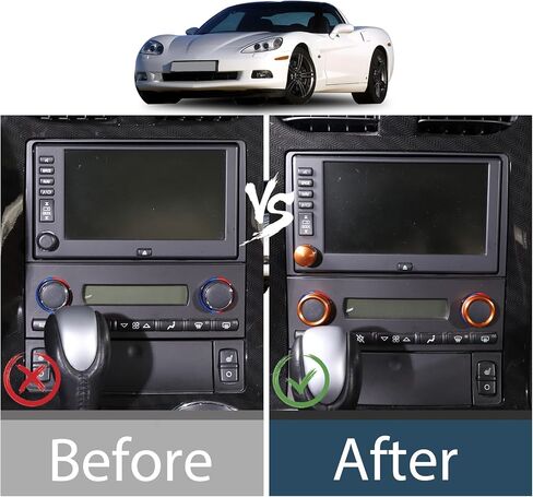 مقبض السيارة الدائري الديكور متوافق مع كورفيت C6 Z06 ZR1 2007-2013 سبائك الألومنيوم مكيف الهواء حجم مقبض الباب غطاء الملحقات (برتقالي) in Kuwait