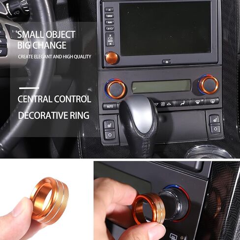 مقبض السيارة الدائري الديكور متوافق مع كورفيت C6 Z06 ZR1 2007-2013 سبائك الألومنيوم مكيف الهواء حجم مقبض الباب غطاء الملحقات (برتقالي) in Kuwait