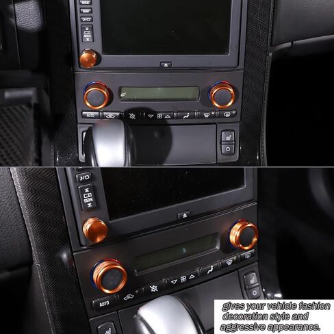 مقبض السيارة الدائري الديكور متوافق مع كورفيت C6 Z06 ZR1 2007-2013 سبائك الألومنيوم مكيف الهواء حجم مقبض الباب غطاء الملحقات (برتقالي) in Kuwait