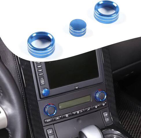 مقبض السيارة الدائري الديكور متوافق مع كورفيت C6 Z06 ZR1 2007-2013 سبائك الألومنيوم مكيف الهواء حجم مقبض الباب غطاء الملحقات (برتقالي) in Kuwait