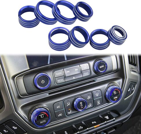 Compatible with Silverado Radio AC Knobs Air Conditioner Switch Button for 2014-2018 Chevy Silverado, Aluminum Alloy, Red 8pcs in Kuwait