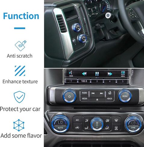Compatible with Silverado Radio AC Knobs Air Conditioner Switch Button for 2014-2018 Chevy Silverado, Aluminum Alloy, Red 8pcs in Kuwait