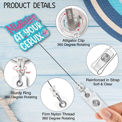 ZBBFSSCB Correctional Nurse Funny Glitter Badge Scroll Retractable, Cute Badge Holder for Doctor, Christmas Birthday Graduation Gift in Saudi Arabia