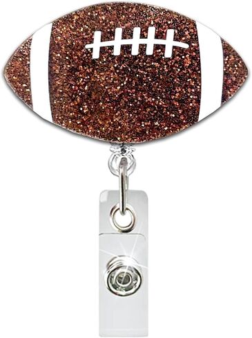 Baseball Nurse Badge Reel Retractable Glitter Cute Brown Name Tag Acrylic Alligator Clip Super Bowl Badge Clip ID Badge Holder Sport Balls for Nurse Work Teacher RN Student Office Staff in Saudi Arabia