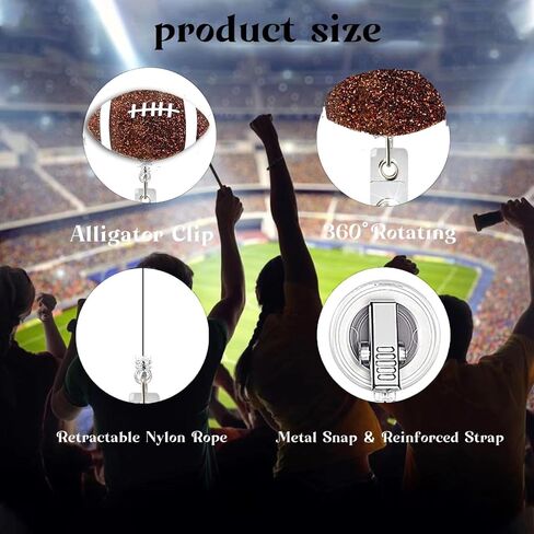 Baseball Nurse Badge Reel Retractable Glitter Cute Brown Name Tag Acrylic Alligator Clip Super Bowl Badge Clip ID Badge Holder Sport Balls for Nurse Work Teacher RN Student Office Staff in Saudi Arabia