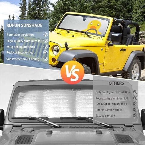 مظلة للزجاج الأمامي لسيارة جيب رانجلر، مظلة للشمس للنافذة لسيارة جيب رانجلر JK JKU JL JLU JT 1997-2023، واقي شمسي على شكل بطة مضحكة للزجاج الأمامي in Kuwait