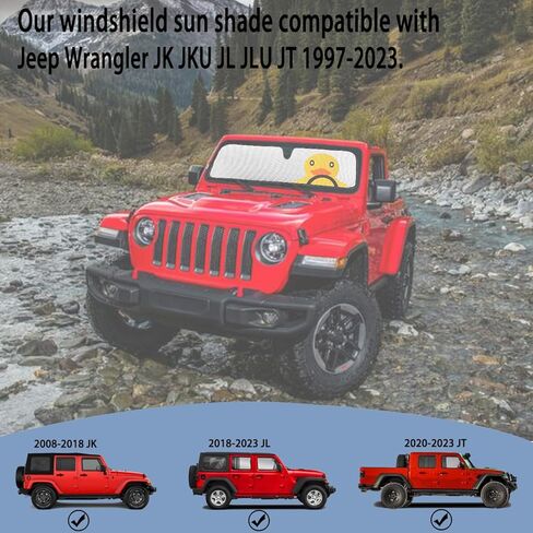 مظلة للزجاج الأمامي لسيارة جيب رانجلر، مظلة للشمس للنافذة لسيارة جيب رانجلر JK JKU JL JLU JT 1997-2023، واقي شمسي على شكل بطة مضحكة للزجاج الأمامي in Kuwait